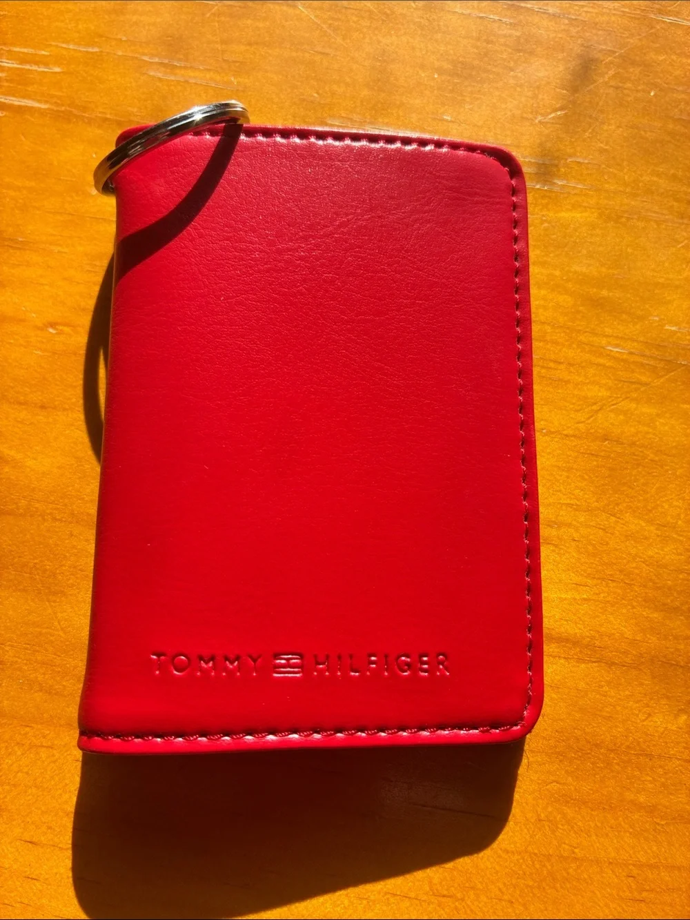 Tommy Hilfiger Bright Red Leather Key & Card Holder